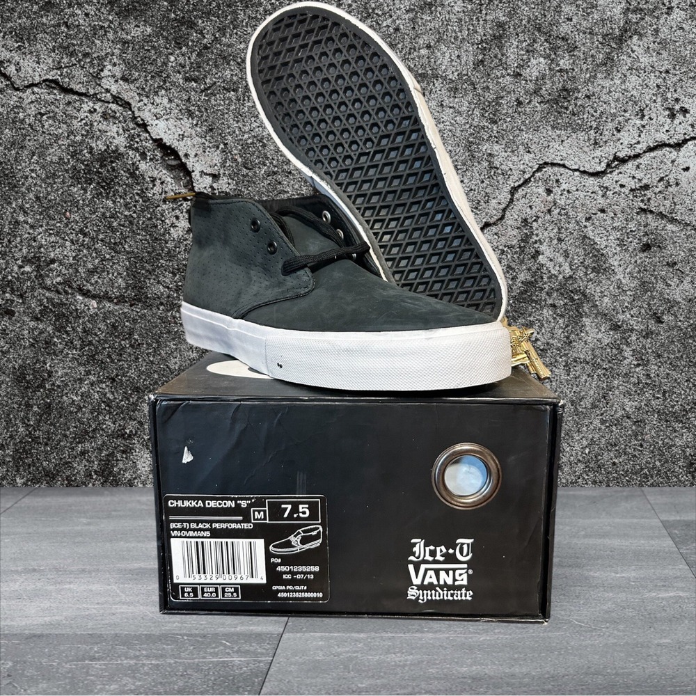 Size 7.5 Vans Syndicate Chukka Decon "S" Ice T Black Perforated VN 0VIMAN5 NEW